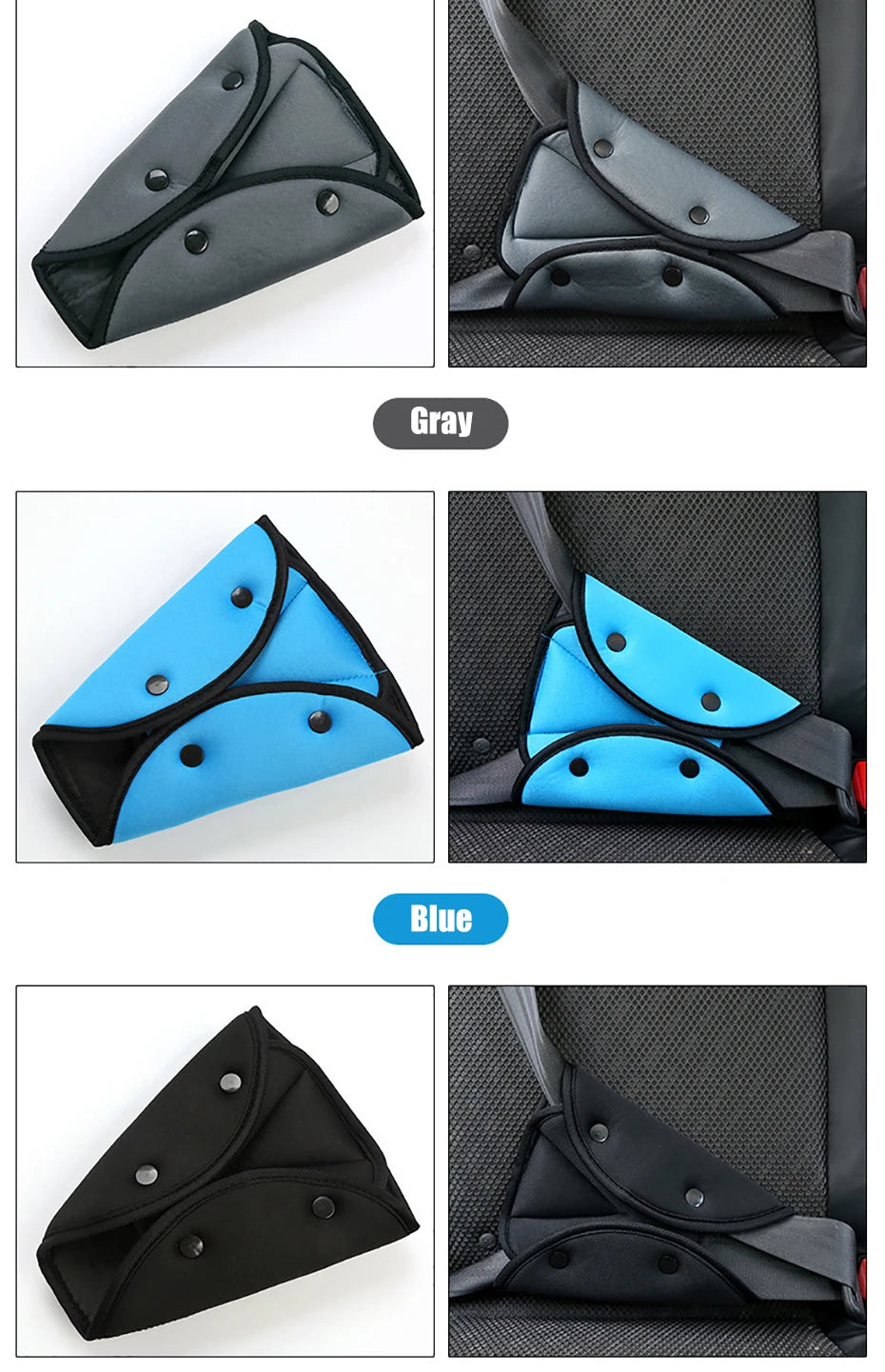 SEAMETAL Car Seat Belt Adjuster for Kids Triangle Fixed Seatbelt for Children Soft Breathable Baby Seat Belt Positioner Cushion