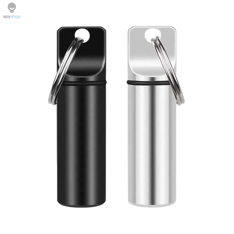 Aluminum Waterproof Pill Box Cases with Sealed Storage, Flat Head, Round Alloy Cartridge and Keychain for Vitamin Fish Oils Spy-shop.com