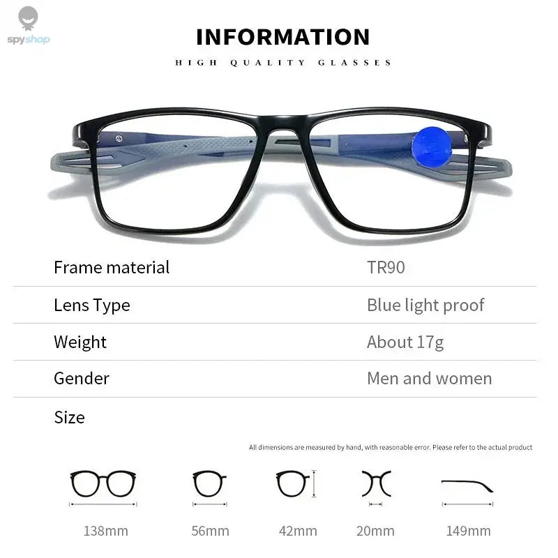 Anti-blue Light Reading Glasses Ultralight TR90 Sport Presbyopia Eyeglasses Women Men Far Sight Optical Eyewear Diopters To +4.0 Spy-shop.com