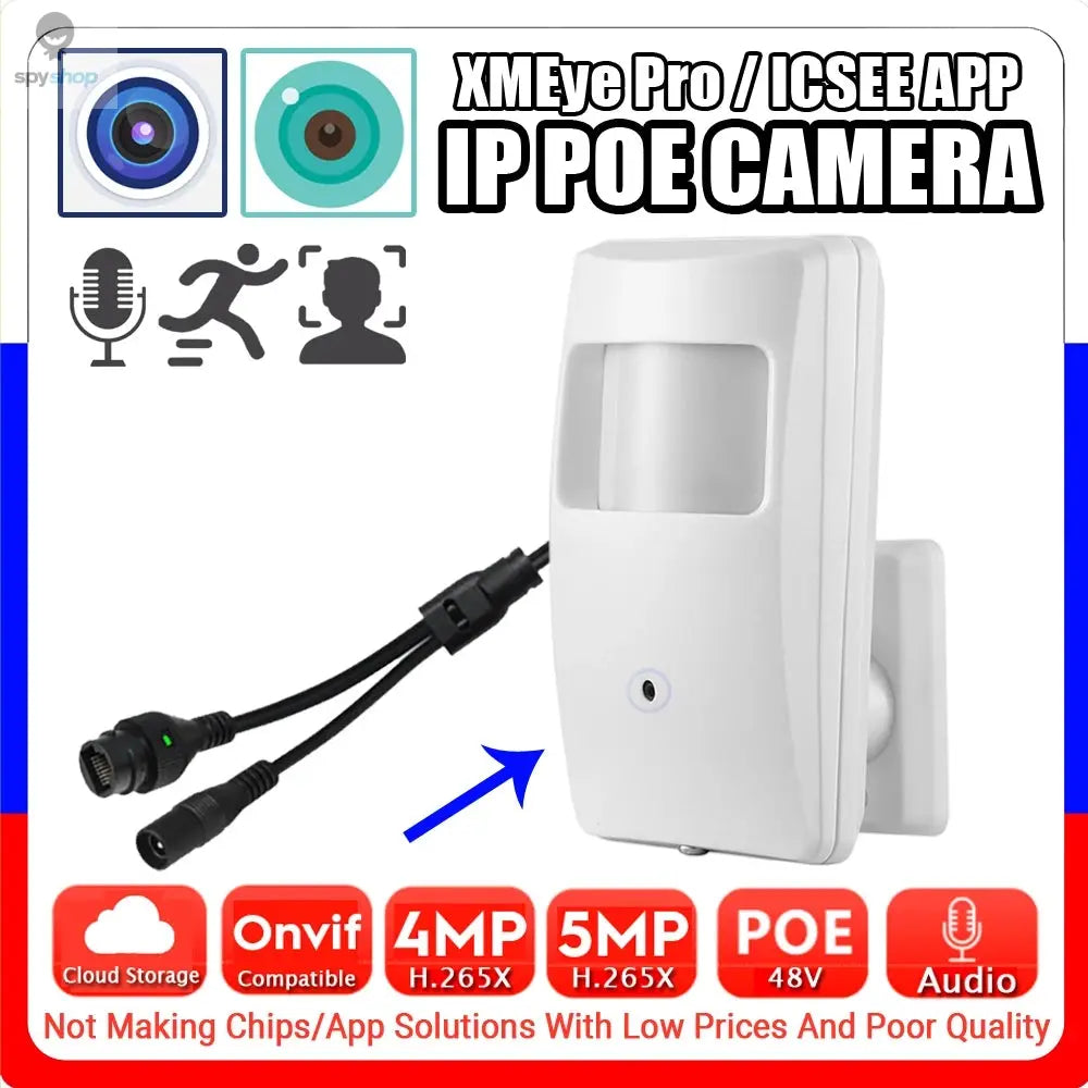 Audio IP POE Mini Camera Detector Cone Lens 5MP 4MP H.265 Full Digital Mic Onvif Cloud Storage Face/Motion Detection XMEYE ICSEE 