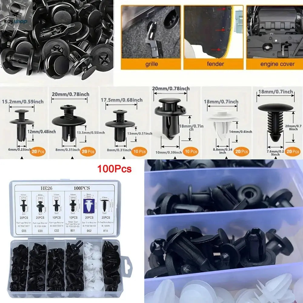 Auto Fastener Clip Mixed Car Body Push Retainer Pin Rivet Bumper Door Trim Panel Fastener Kit Car Clips Box or Bag packaging 