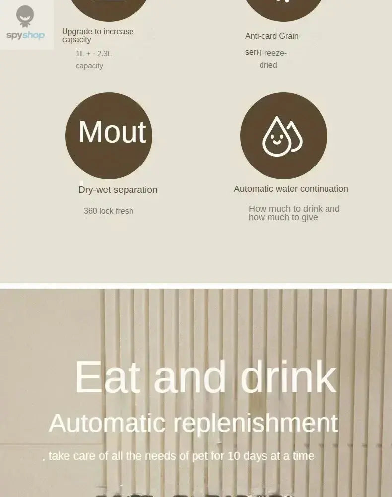 Automatic Feeder Dog Cat Food Bowl With Water Fountain Large Capacity Pet Food Storage Dispenser Container Puppy Pet Accessories Spy-shop.com