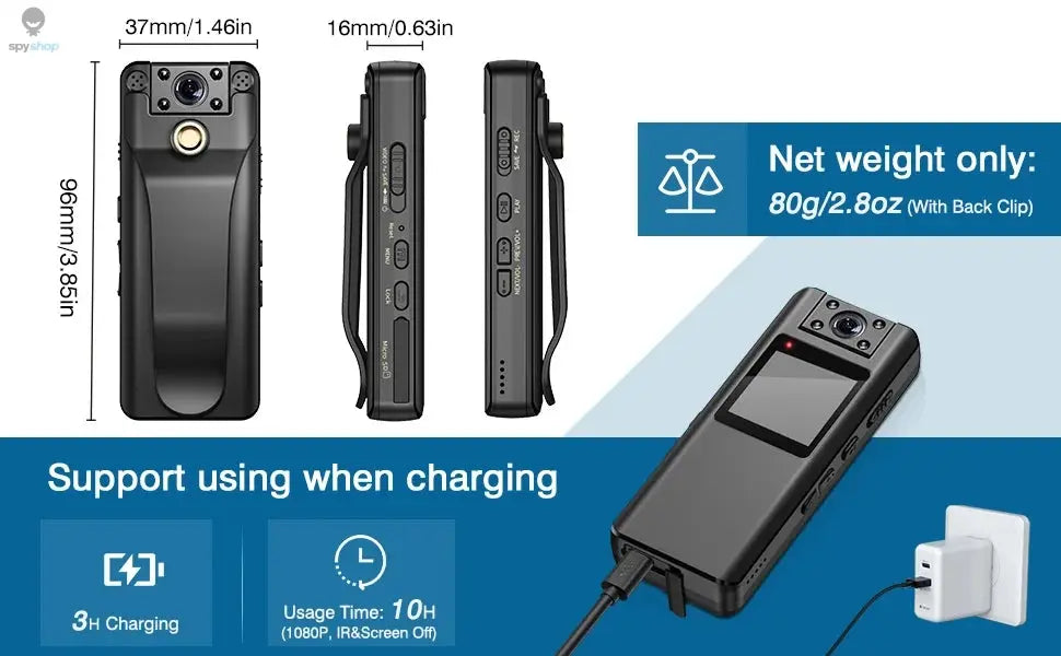 BOBLOV A22  Digital Mini Body Camera 1080P Sports DV HD Screen Magnetic Night Vision Small Camera Nanny Camcorder Police Spy-shop.com