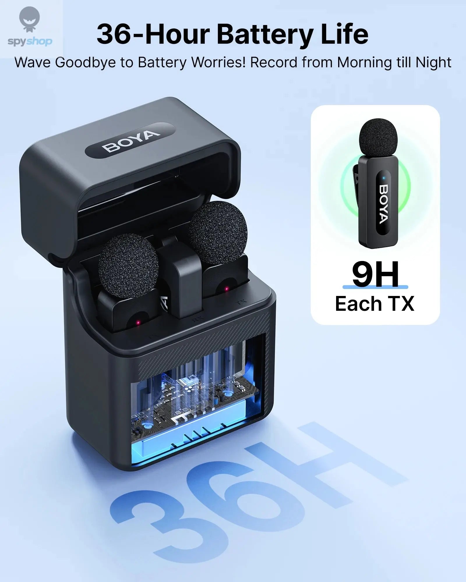 BOYA BY-V3 Wireless Lavalier Lapel Mirophone Noise-cancelling Rechargeable Mic for iPhone Android Camera Live Streaming Vlogging Spy-shop.com