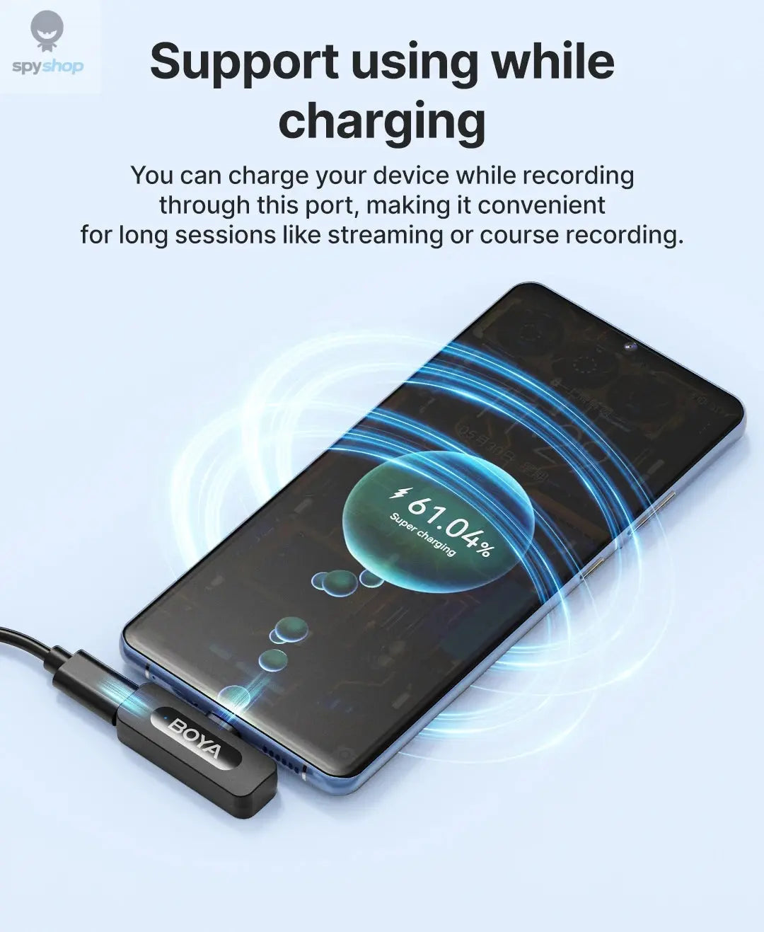 BOYA BY-V3 Wireless Lavalier Lapel Mirophone Noise-cancelling Rechargeable Mic for iPhone Android Camera Live Streaming Vlogging Spy-shop.com