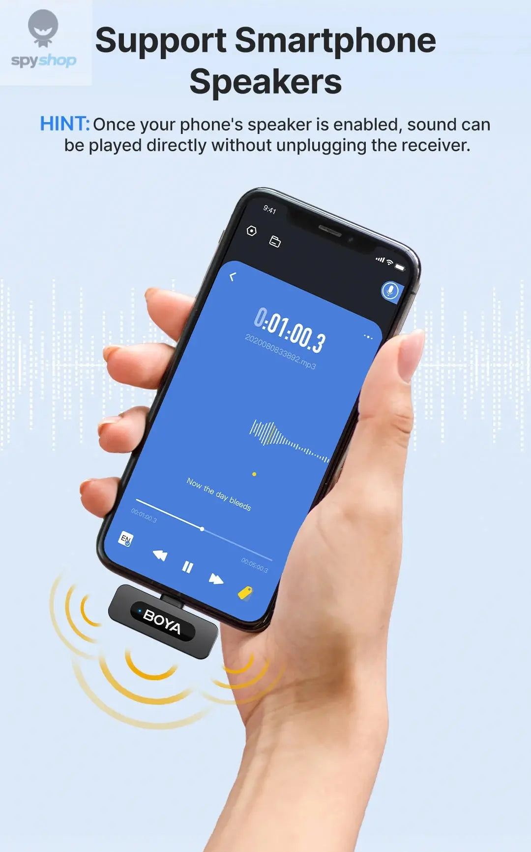 BOYA BY-V3 Wireless Lavalier Lapel Mirophone Noise-cancelling Rechargeable Mic for iPhone Android Camera Live Streaming Vlogging Spy-shop.com