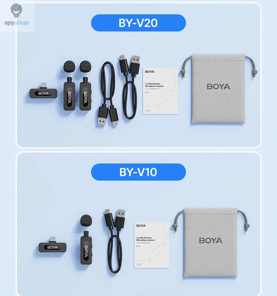 BOYA BY-V3 Wireless Lavalier Lapel Mirophone Noise-cancelling Rechargeable Mic for iPhone Android Camera Live Streaming Vlogging Spy-shop.com