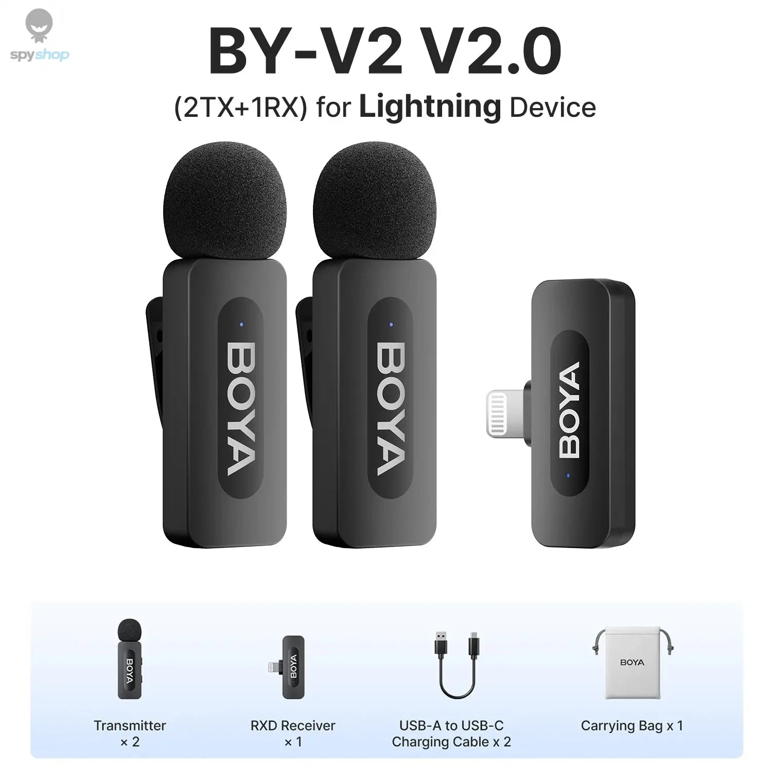 BOYA BY-V3 Wireless Lavalier Lapel Mirophone Noise-cancelling Rechargeable Mic for iPhone Android Camera Live Streaming Vlogging Spy-shop.com
