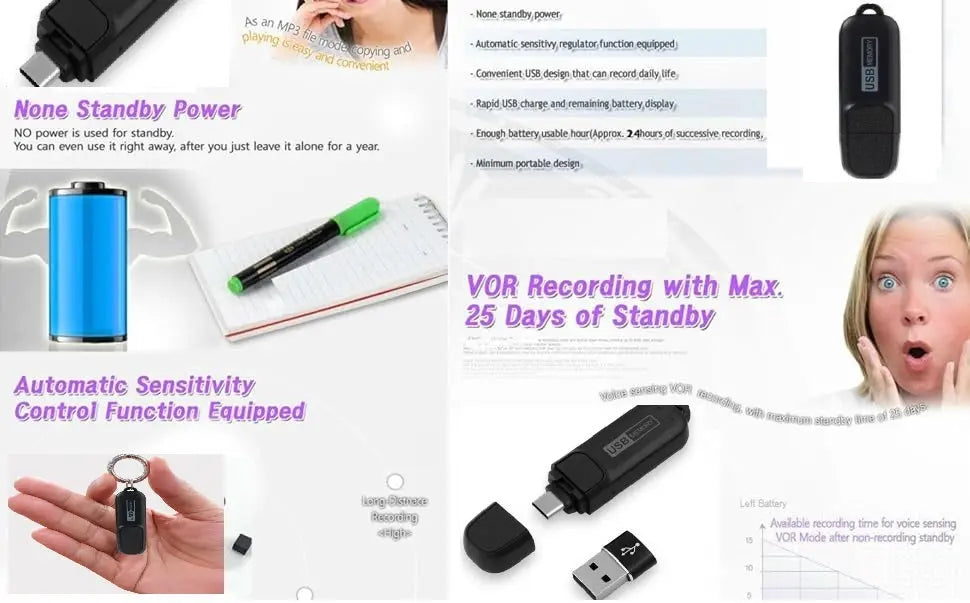 USB Voice Recorder Discreet Audio Recording with Advanced Sound Detection Spy-shop.com