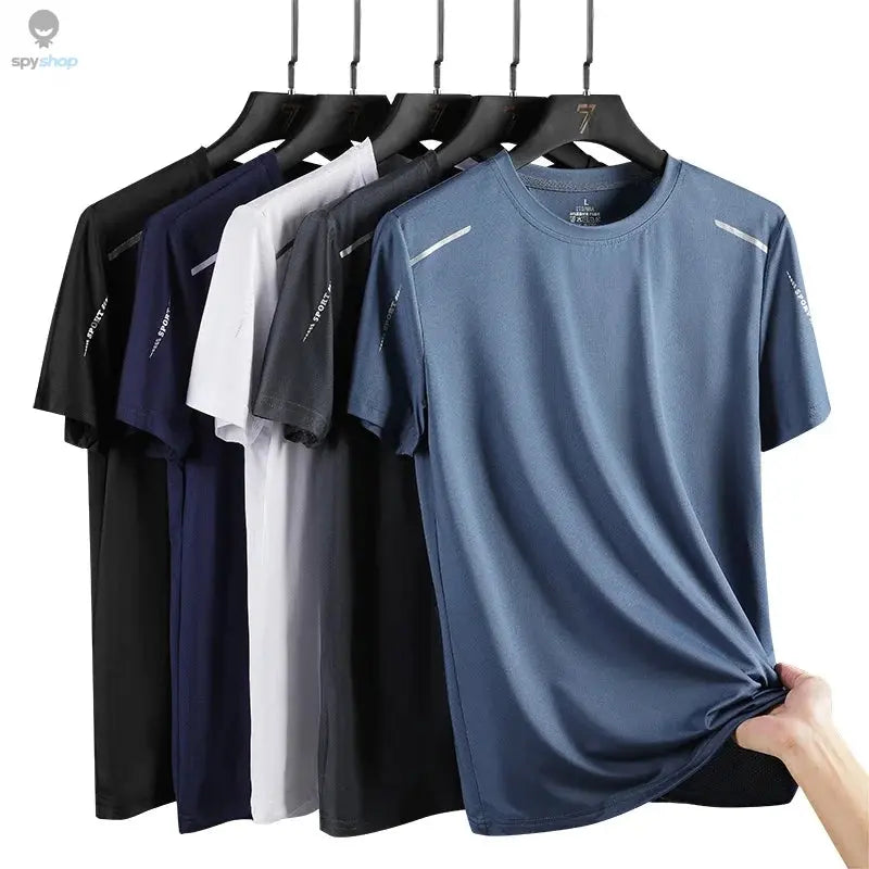 CHRLCK Men's Running Quick Drying T-shirts Breathable Hiking Fishing Tees Soft Elasticity Outdoor Sports Short Shirt Summer Spy-shop.com