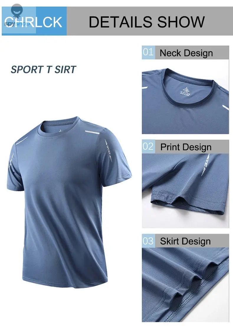 CHRLCK Men's Running Quick Drying T-shirts Breathable Hiking Fishing Tees Soft Elasticity Outdoor Sports Short Shirt Summer Spy-shop.com