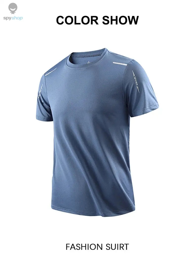 CHRLCK Men's Running Quick Drying T-shirts Breathable Hiking Fishing Tees Soft Elasticity Outdoor Sports Short Shirt Summer Spy-shop.com