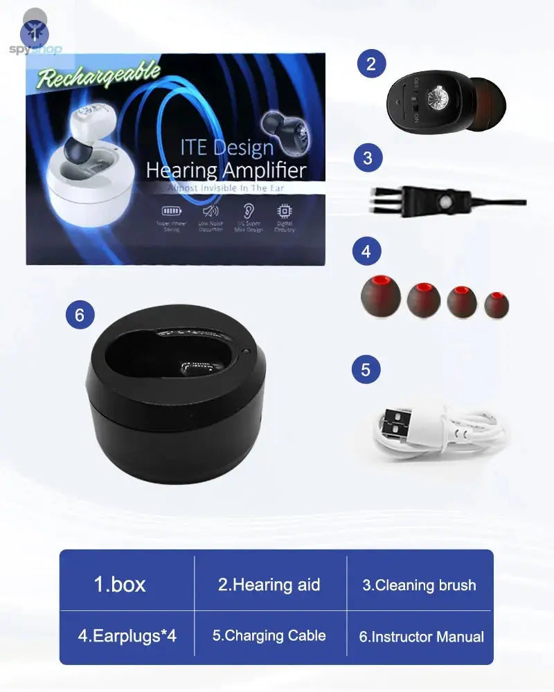 CIC Hearing Aid Rechargeable High Power Sound Amplifier Digital Hearing Aids Invisible Waterproof Earphone For Deafness audifono Spy-shop.com