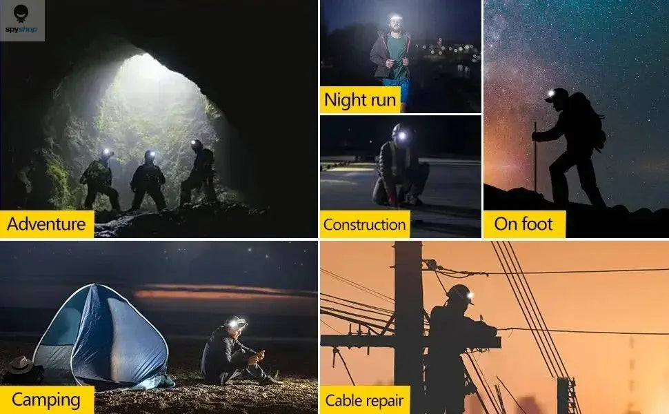 COB LED Headlamp Induction Head Lamp Built-in Battery USB Rechargeable Head Flashlight Outdoor Camping Fishing Sensor Headlight Spy-shop.com