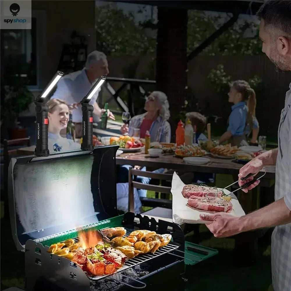 COB LED Work Light Dimmable USB Rechargeable LED Flashlight Inspection Lamp With Magnetic Hook Power Bank 18650 Battery Torch Spy-shop.com