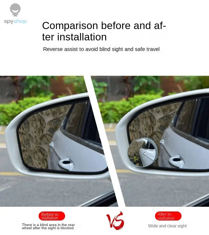 Car Blind Spot Rear View Mirror Wide Angle 360 Degree Adjustable Small Round Mirror Car Reverse Auxiliary Rearview Convex Mirror 