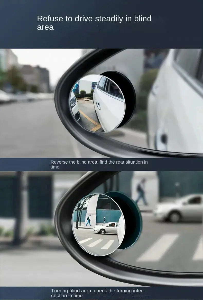 Car Blind Spot Rear View Mirror Wide Angle 360 Degree Adjustable Small Round Mirror Car Reverse Auxiliary Rearview Convex Mirror 