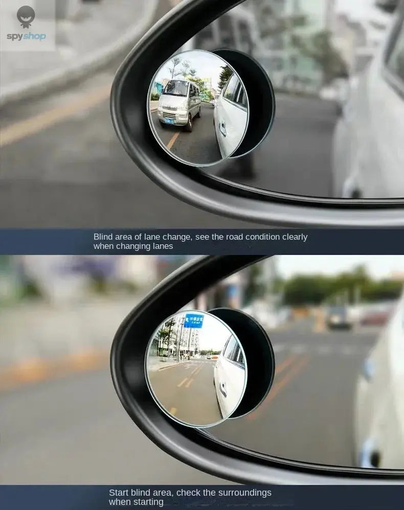 Car Blind Spot Rear View Mirror Wide Angle 360 Degree Adjustable Small Round Mirror Car Reverse Auxiliary Rearview Convex Mirror 