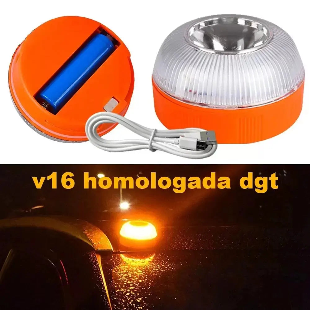 Car Emergency Beacon Light USB Rechargeable V16 Magnetic Induction Strobe Flashing Warning Light Help Flash Safety Signal Lamp Spy-shop.com