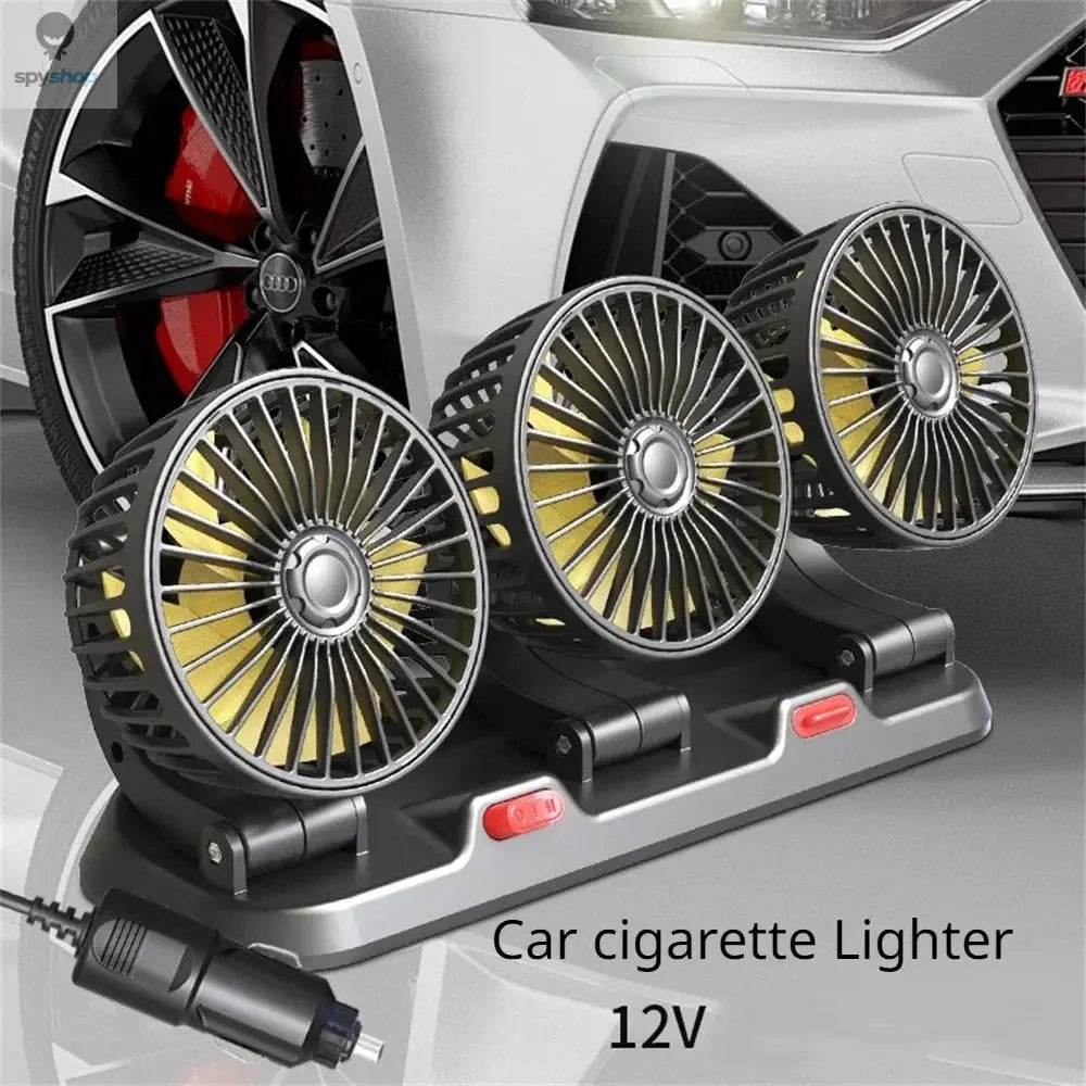 Car Fan 360° Adjustable 3 Head Air Fan Automotive Electric Fan USB/12V/24V Fan 2 Speeds Car Silent Fan For Home Desk Office&Car 