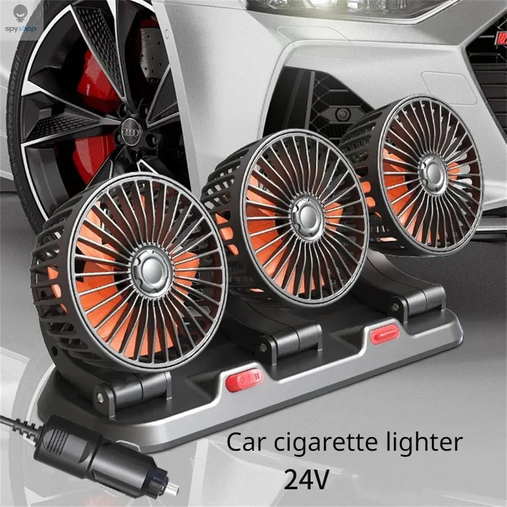 Car Fan 360° Adjustable 3 Head Air Fan Automotive Electric Fan USB/12V/24V Fan 2 Speeds Car Silent Fan For Home Desk Office&Car 