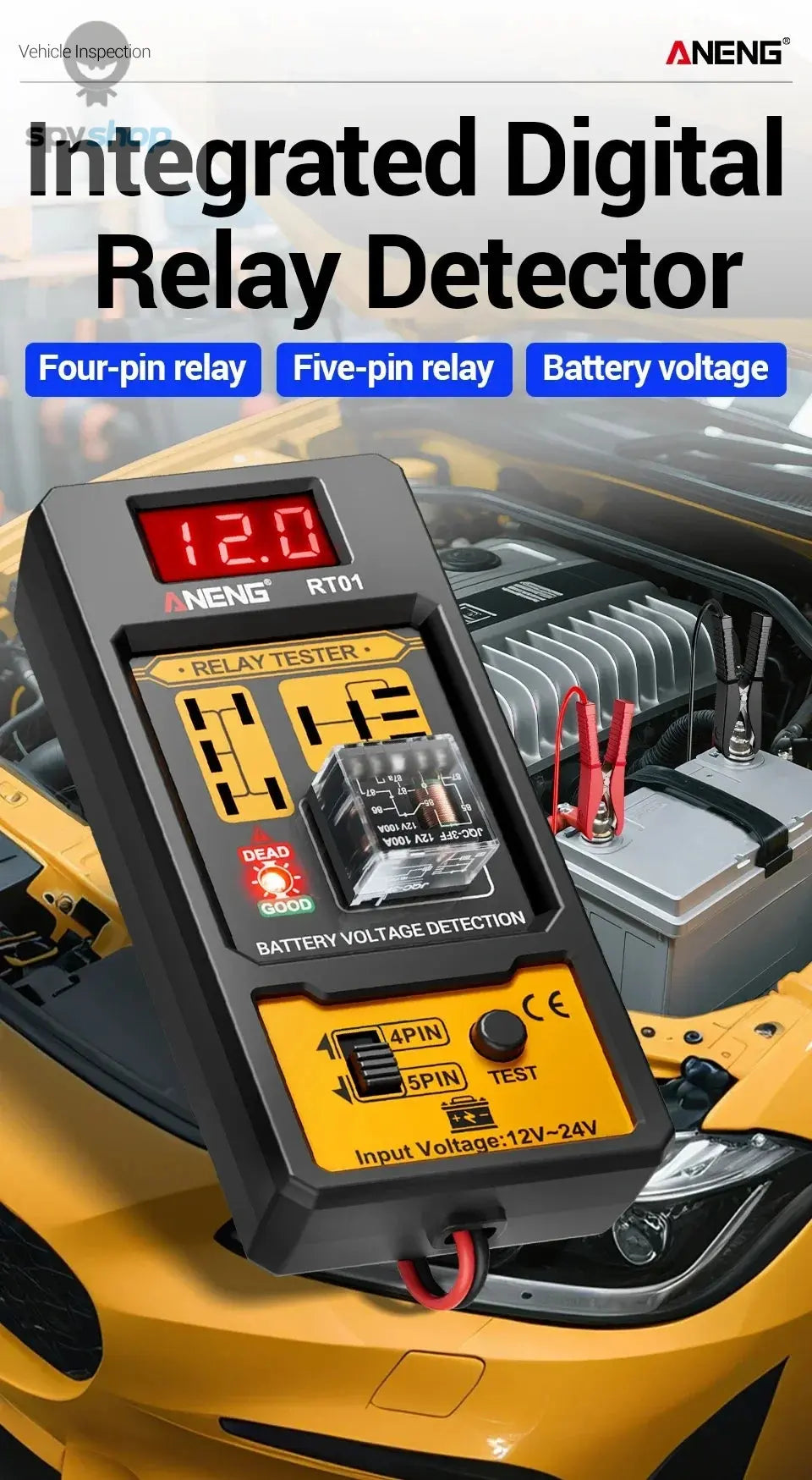 Car Relay Tester Voltage Tester ANENG RT01 Universal 11-25V Automotive Car Battery Check LED Indicator Light Relay Diagnostic 