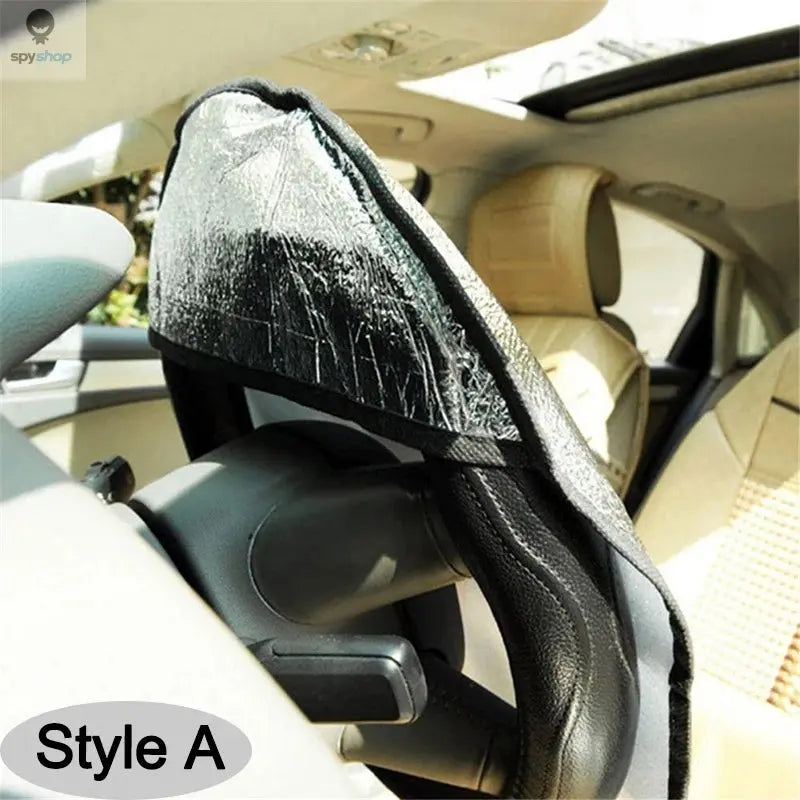 Car Steering Wheel Sun Shade Double Thick Sun Protection Foldable Anti-uv Sunscreen Car Supplies Car Steering Wheel Cover Silver Spy-shop.com