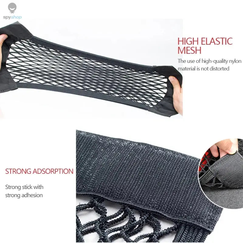 Car Trunk Mesh Organizer Car Tail Storage Net Seat Back Pocket Universal Trunk Bag Auto Magic Tape Network Interior Accessories Spy-shop.com