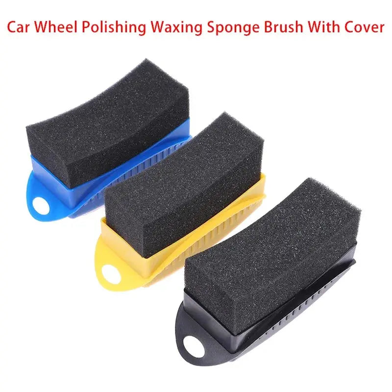 Car Wheel Polishing Waxing Sponge Brush With Cover ABS Washing Cleaning Tire Contour Dressing Applicator Pads Detail Accessories 