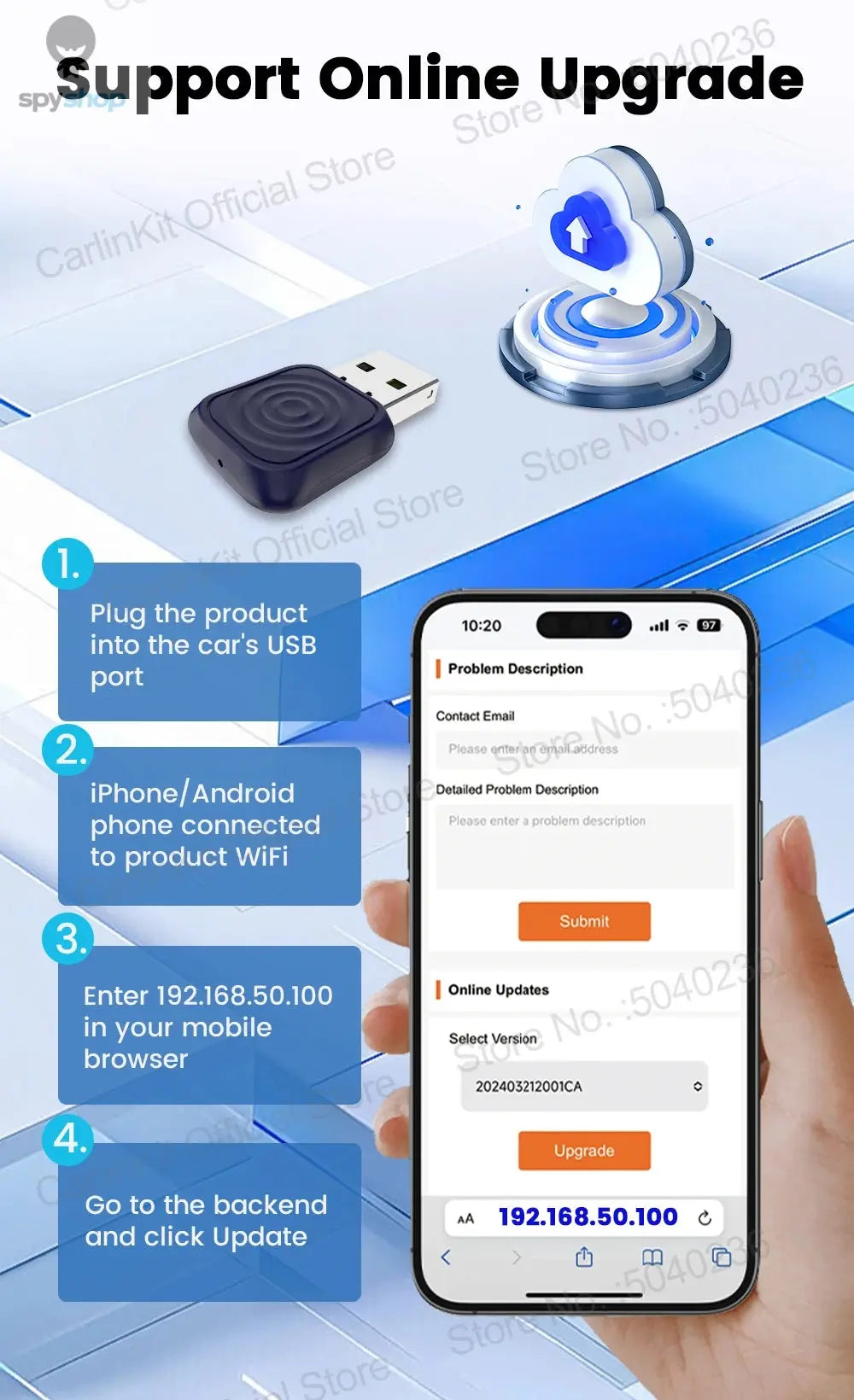 CarlinKit 5.0 Mini Ultra Wireless Adapter Wireless CarPlay Android Auto For OEM Car Plug and Play WiFi Bluetooth Auto Connection 