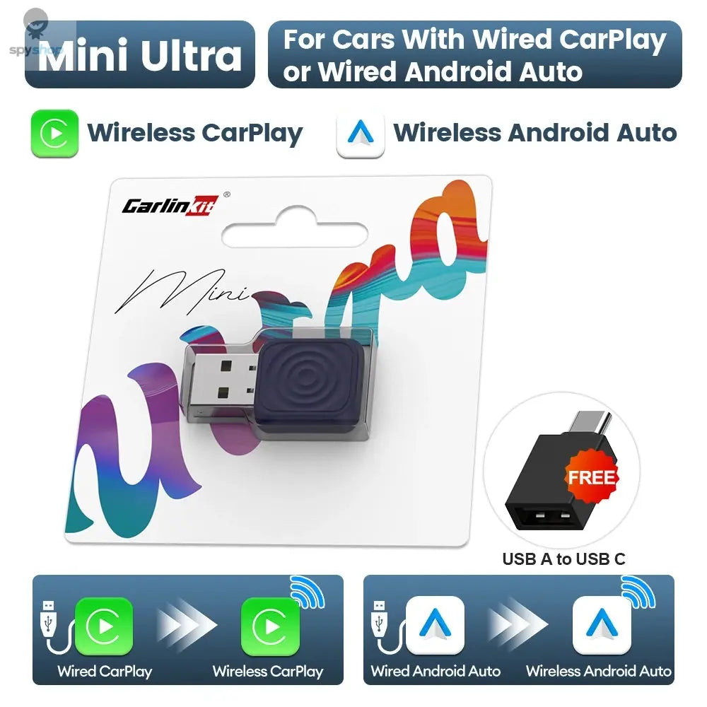 CarlinKit 5.0 Mini Ultra Wireless Adapter Wireless CarPlay Android Auto For OEM Car Plug and Play WiFi Bluetooth Auto Connection 