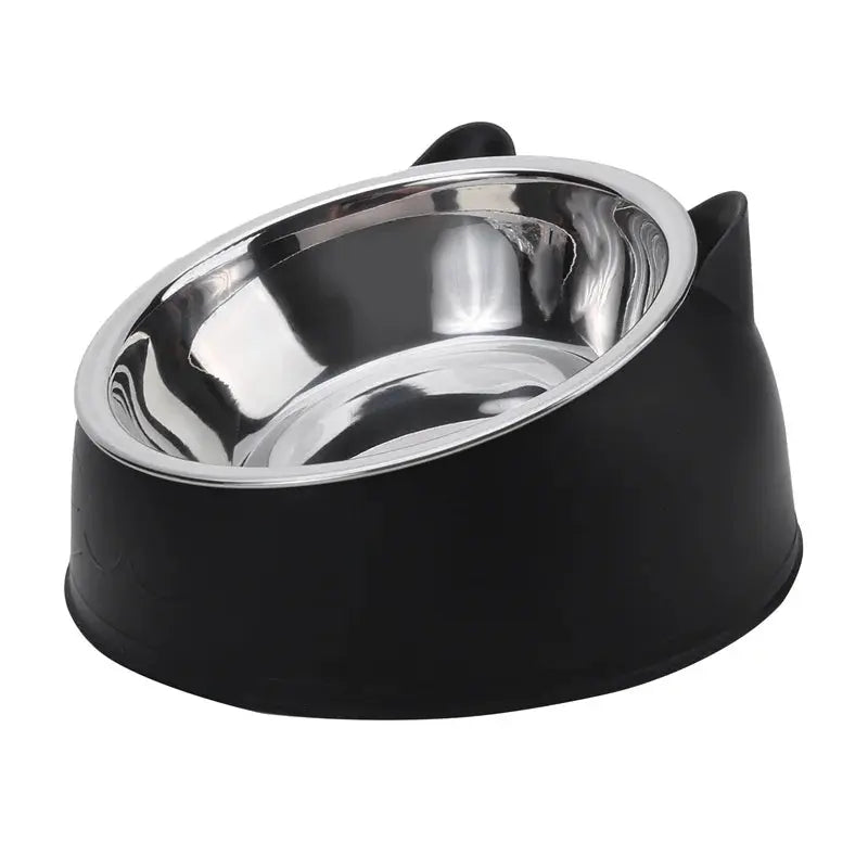 Cat Bowl Lovely Creative Inclined Kitten Puppy Food Feeding Bowls Stainless Steel Cats Drinking Feeder Pet Dogs Cats Feeders Spy-shop.com