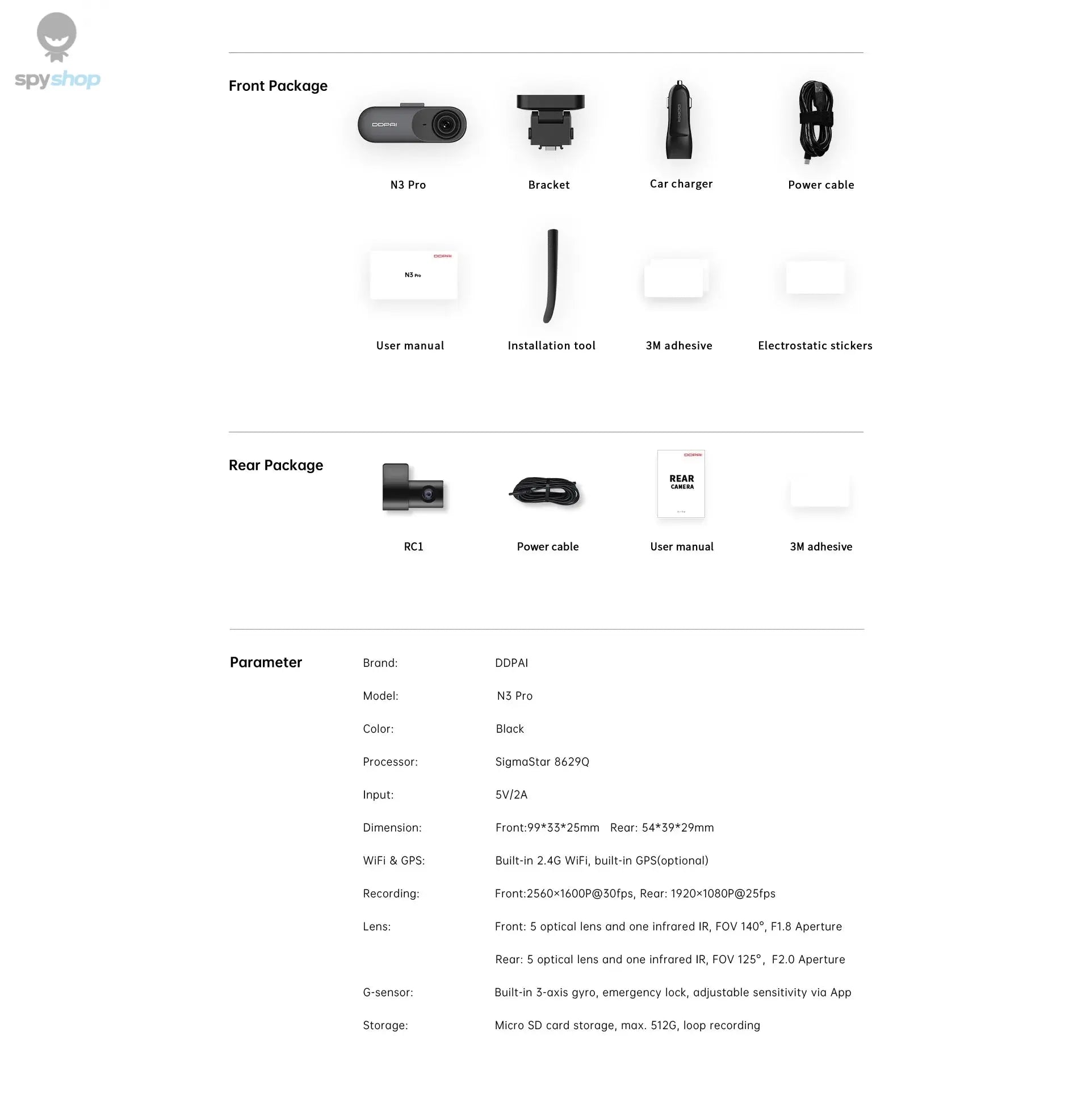 DDPAI Mola N3 Pro Dash Camera Driving Vehicle Cam Wifi Smart Connect Car Recorder 2.5K Car DVR Dash Camera Spy-shop.com