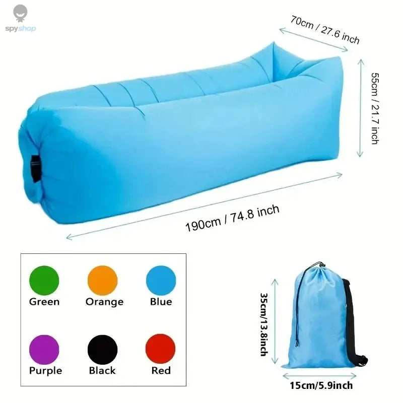 DIZETION Air Lazy Inflatable Sofa Bag Portable Camping Sofa Mattress Music Festival Recliner 