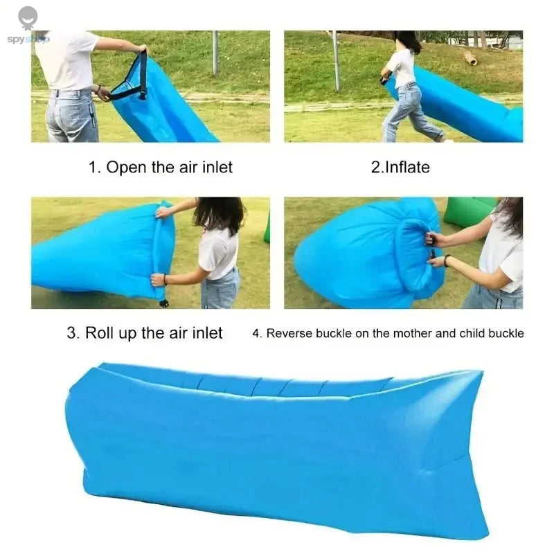 DIZETION Air Lazy Inflatable Sofa Bag Portable Camping Sofa Mattress Music Festival Recliner 