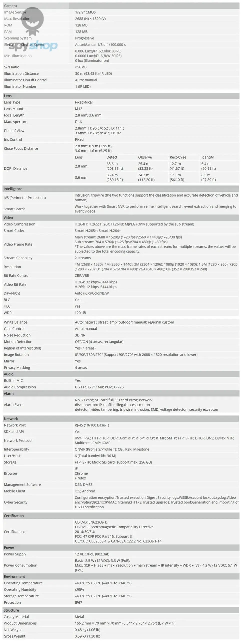 Dahua IPC-HFW2431S-S-S2 4MP IR30M & IPC-HFW2441S-S 4MP POE IR30M IP67 built in MIC SMD Plus Bullet WizSense Network ip Camera Spy-shop.com