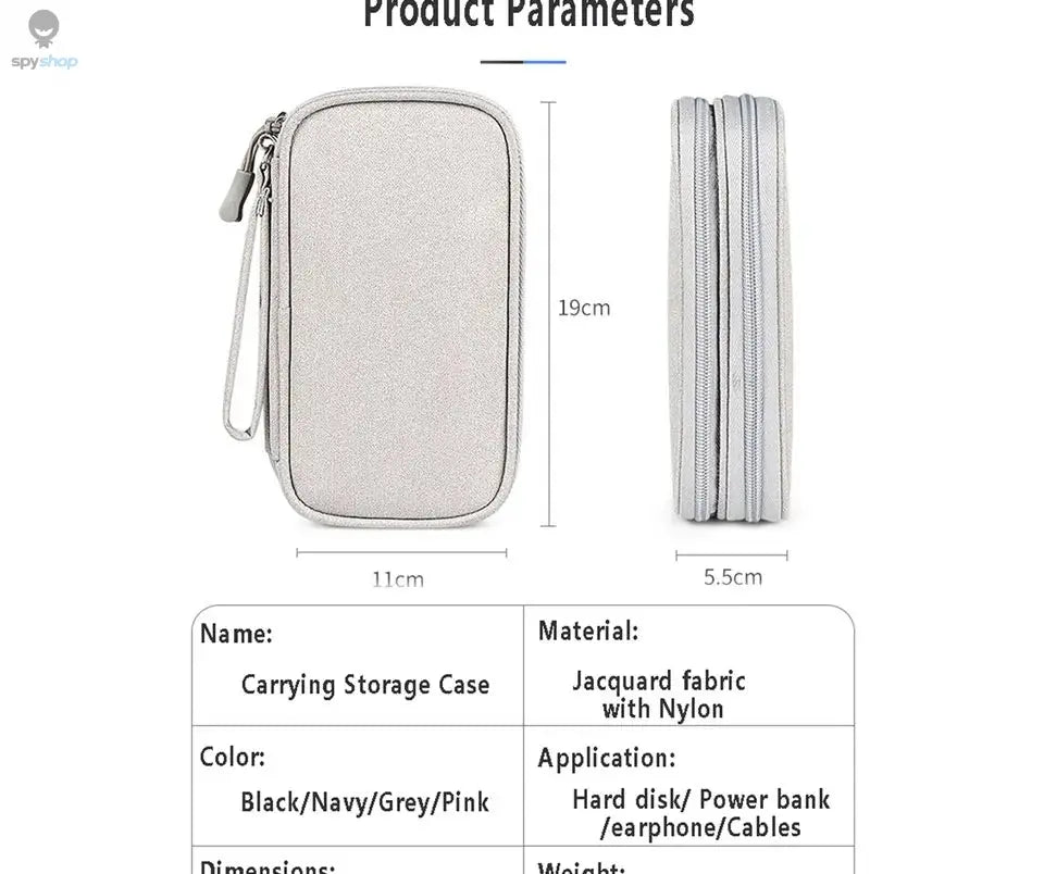 Data Cable Storage Bag Waterproof Portable Carry Case  Storage Bag Travel Organizer Bag for Cable Cord USB Charger Spy-shop.com