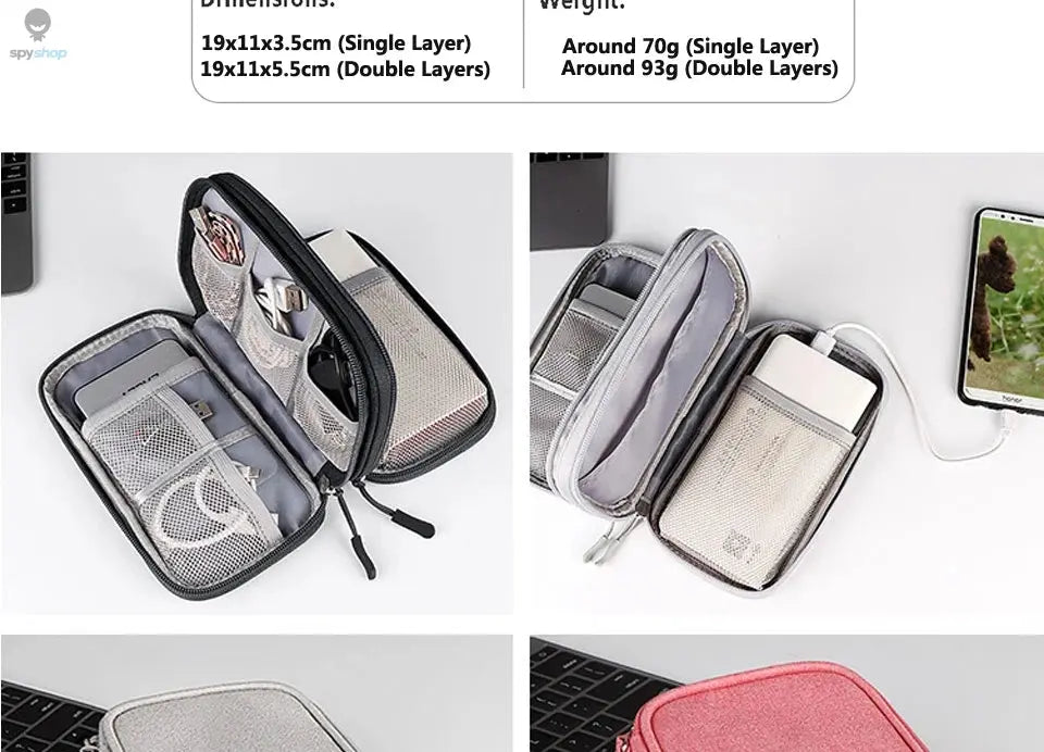 Data Cable Storage Bag Waterproof Portable Carry Case  Storage Bag Travel Organizer Bag for Cable Cord USB Charger Spy-shop.com