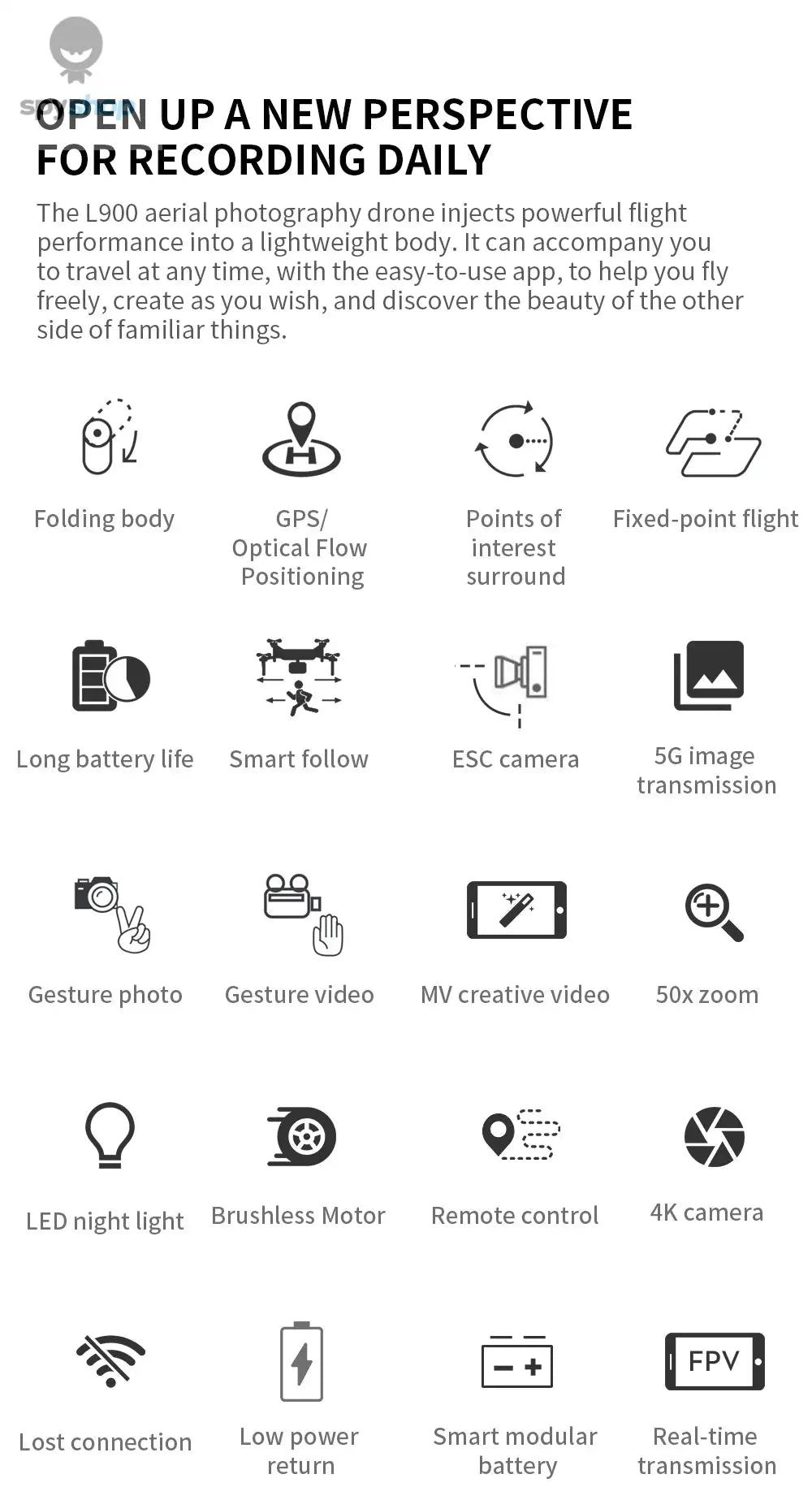 Drone L900 Pro 4K Professional 5G GPS HD Dual Camera Photography Brushless Foldable Quadcopter RC Distance 1.2KM Drones Toys Spy-shop.com