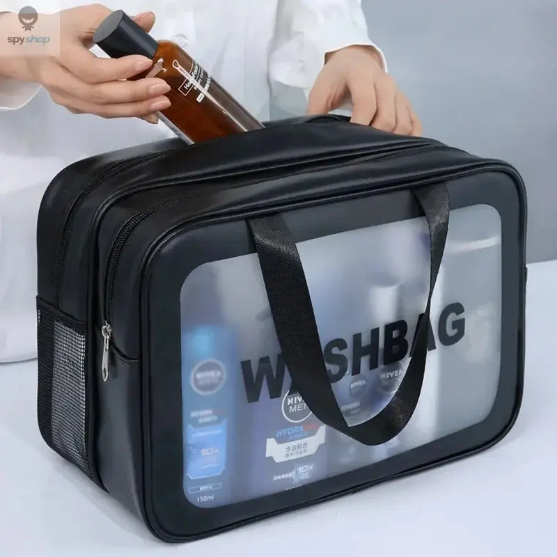 Dry-wet separation double transparent PU makeup bag portable washing bag cosmetic storage bag travel fitness swimming essentials 