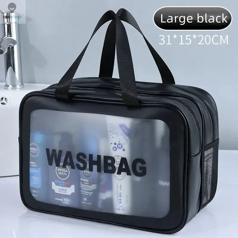 Dry-wet separation double transparent PU makeup bag portable washing bag cosmetic storage bag travel fitness swimming essentials 