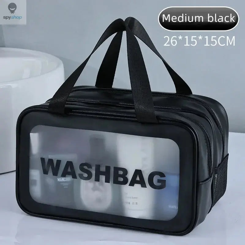 Dry-wet separation double transparent PU makeup bag portable washing bag cosmetic storage bag travel fitness swimming essentials 