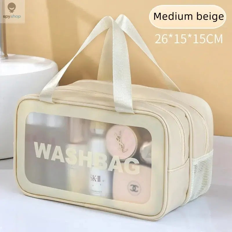 Dry-wet separation double transparent PU makeup bag portable washing bag cosmetic storage bag travel fitness swimming essentials 