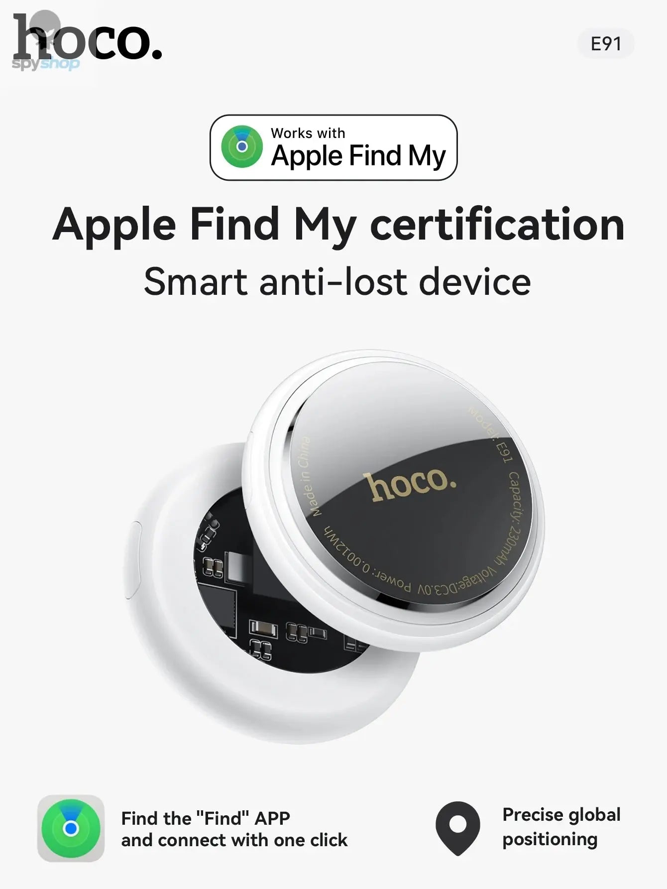 E91 Airtag Bluetooth GPS Smart Trackers Finder intelligent positioning Pet Dog Car key Wallet anti-lost device Find my Spy-shop.com