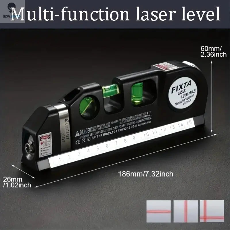 Easy to Use Laser Level Line Tool Multipurpose Laser Level Kit Standard Cross Line Lase 8 Feet Measure Tape Ruler Spy-shop.com