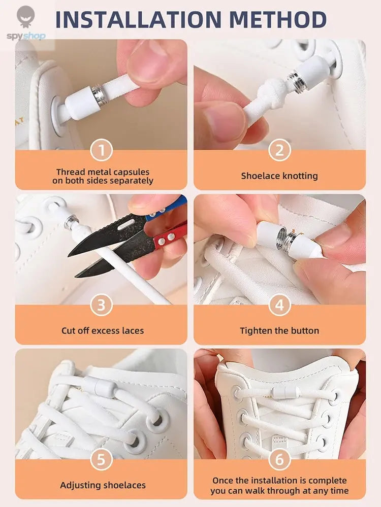 Elastic No Tie Shoelaces Semicircle Shoe Laces For Kids and Adult Sneakers Shoelace Quick Lazy Metal Lock Laces Shoe Strings Spy-shop.com