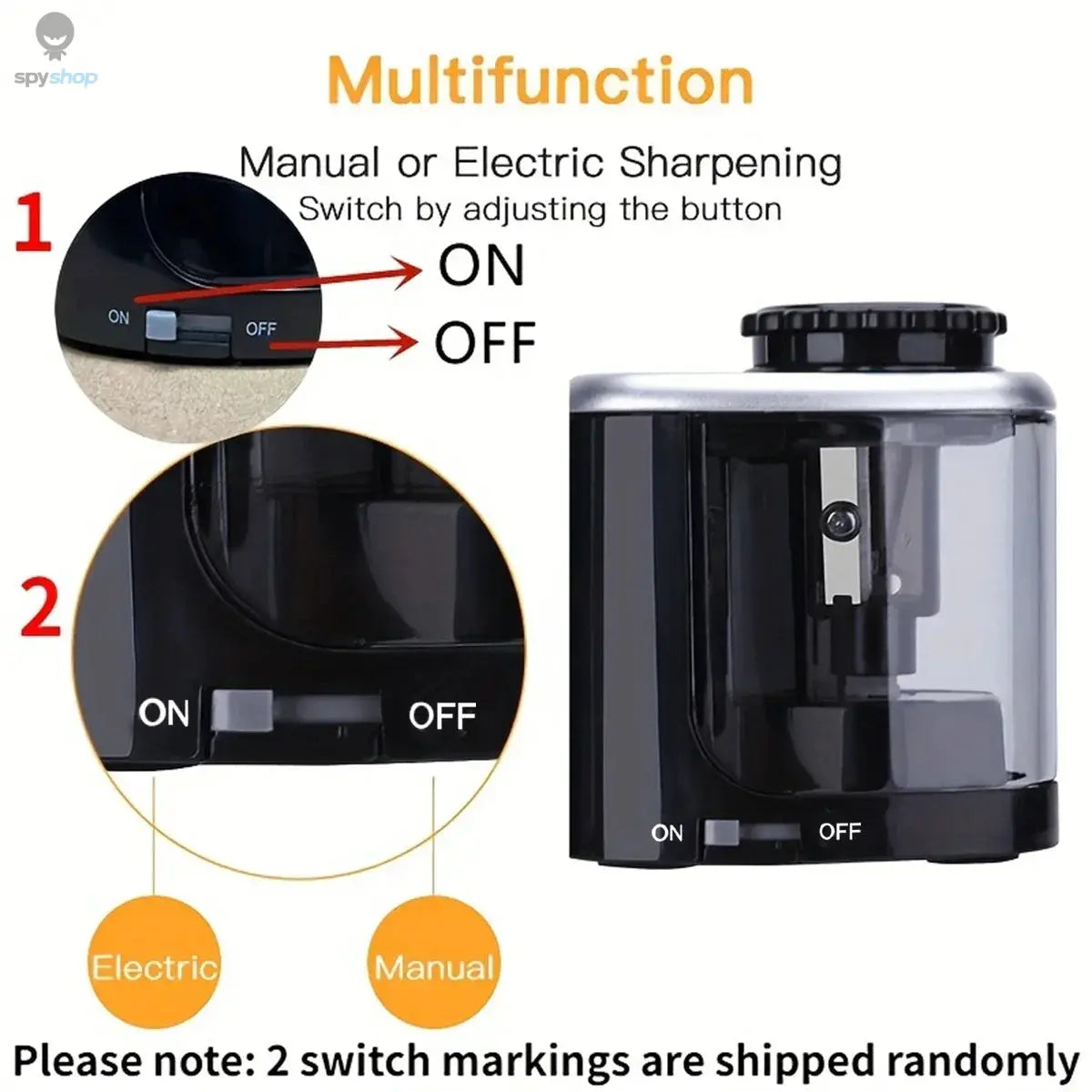 Electric Sharpener Desktop Automatic Pencil Sharpener Suitable To Pencils (6-8mm) for Students School Office Stationery Spy-shop.com