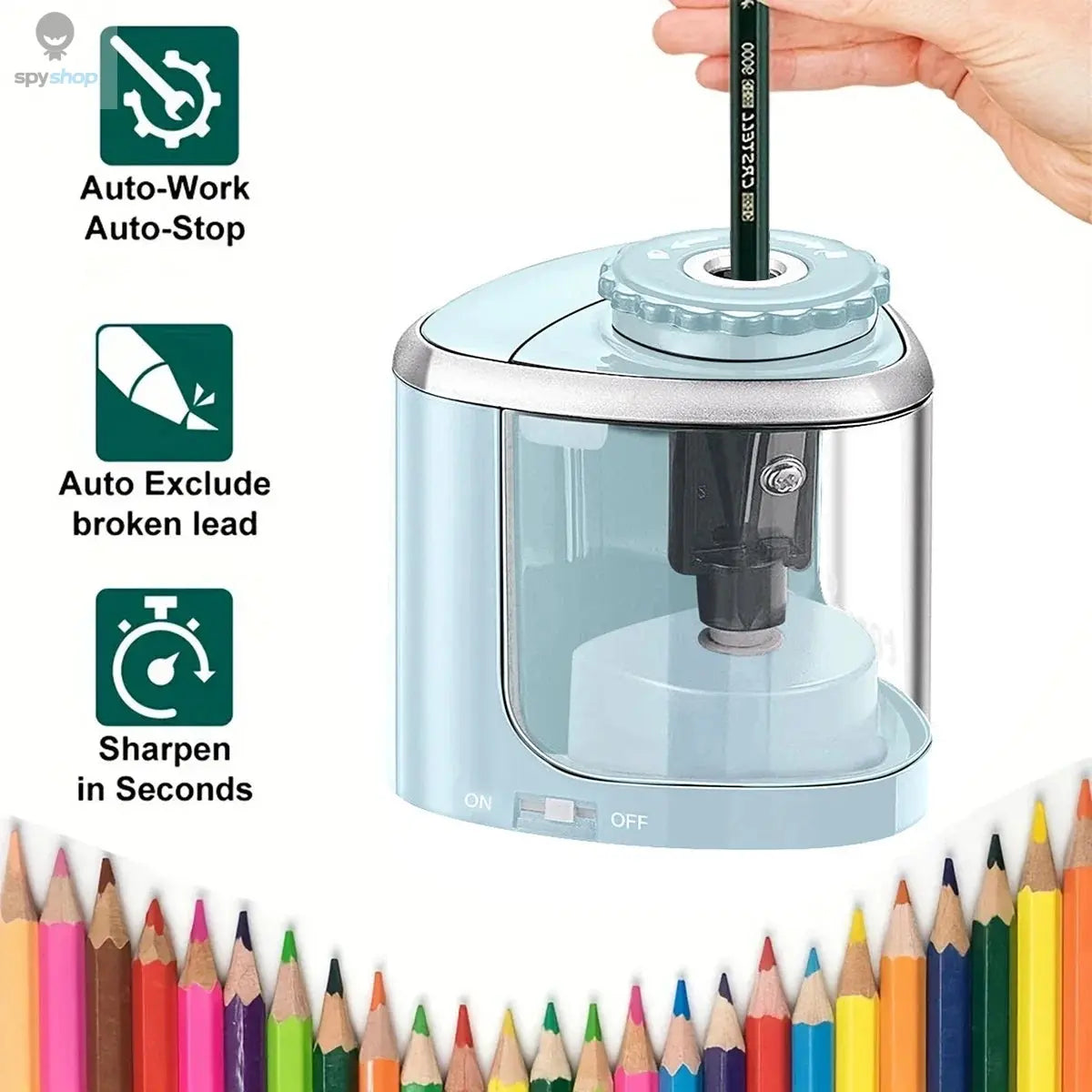 Electric Sharpener Desktop Automatic Pencil Sharpener Suitable To Pencils (6-8mm) for Students School Office Stationery Spy-shop.com