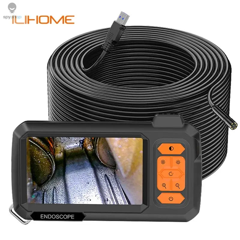 Endoscope Camera 4.3 Inch Screen Replaceable 1-100 Meter Rigid Cable HD1080P 8MM Lens Pipe Inspection USB Borescope LED 2600mAh Spy-shop.com