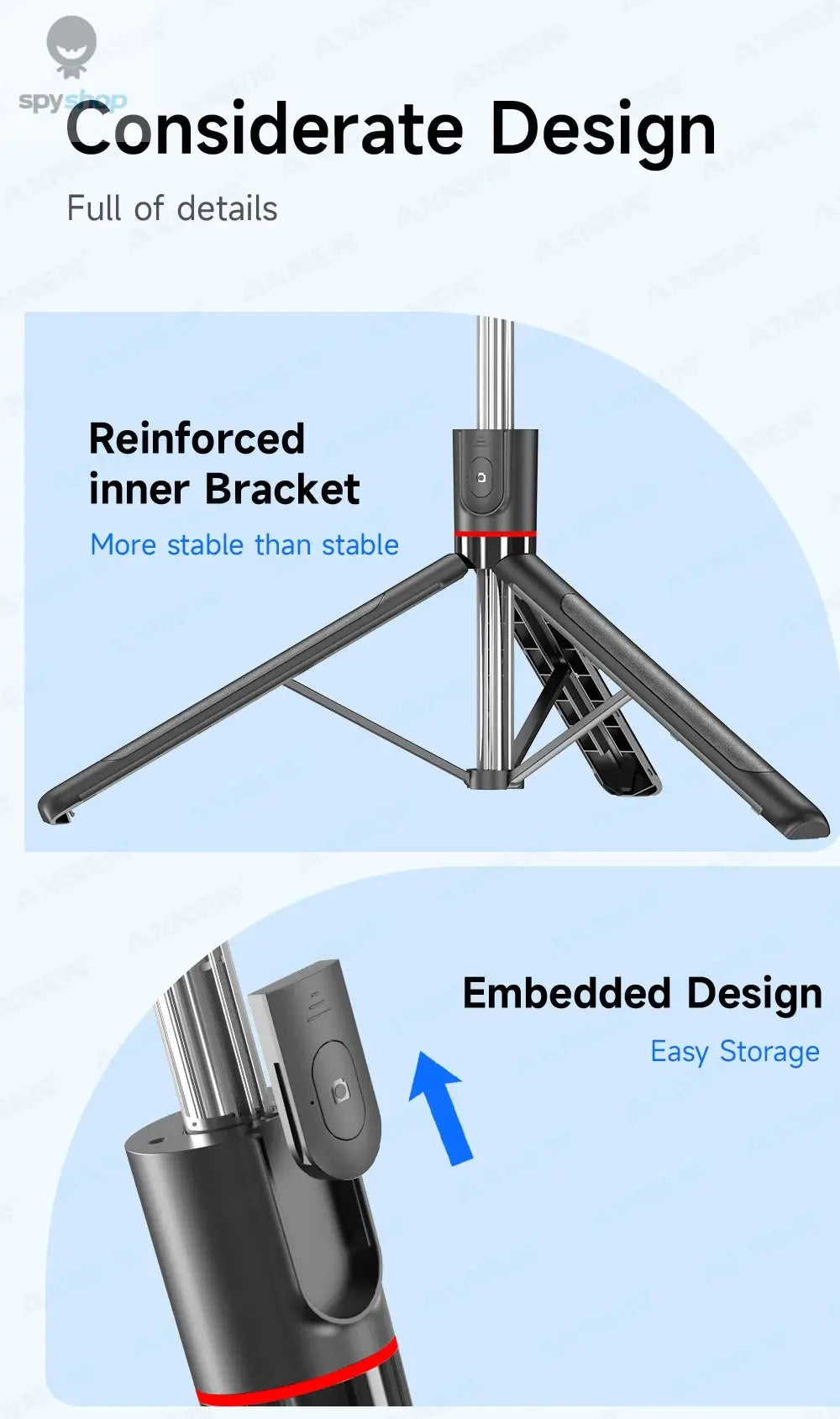 F15 Selfie Stick Tripod with Bluetooth Remote, 6-Section Extendable Pole, 360° Rotation, Fill Light Option, for Phone Vlog 